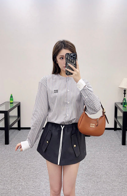 Mi*mi*♥2025 new products Striped short shirt