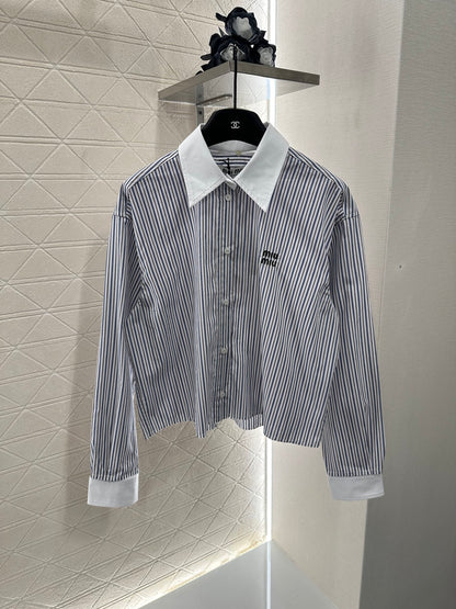 Mi*mi*♥2025 new products Striped short shirt