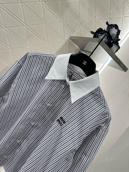 Mi*mi*♥2025 new products Striped short shirt
