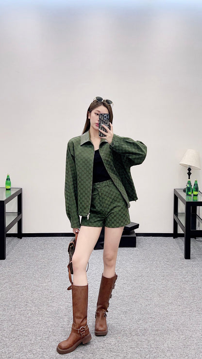 G*♥2025 new products Zipper jacket, coat and shorts set