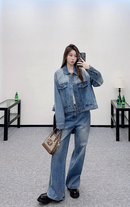 L*♥2025 new products Denim jacket and trousers set