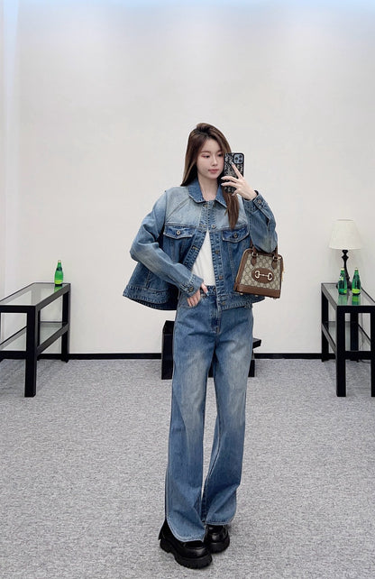 L*♥2025 new products Denim jacket and trousers set