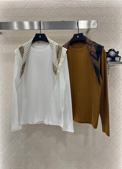 2025 New Products Scarf Round Neck Top