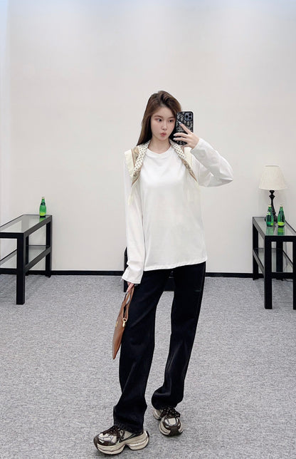 2025 New Products Scarf Round Neck Top
