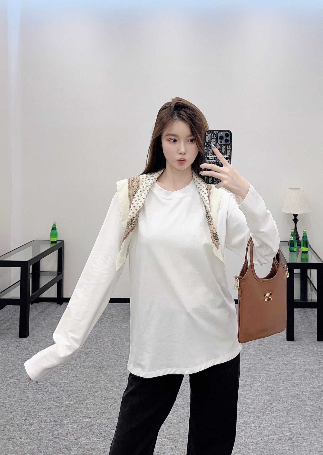 2025 New Products Scarf Round Neck Top