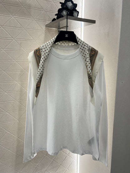2025 New Products Scarf Round Neck Top