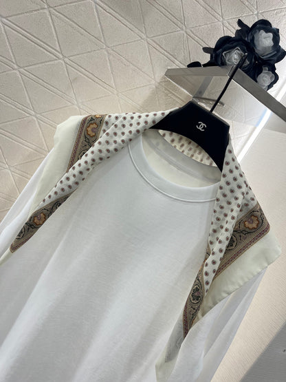 2025 New Products Scarf Round Neck Top