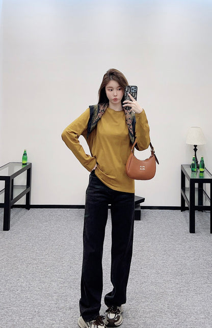 2025 New Products Scarf Round Neck Top
