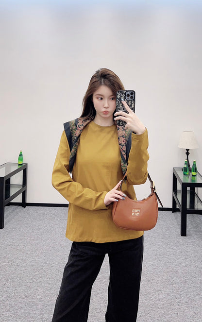 2025 New Products Scarf Round Neck Top