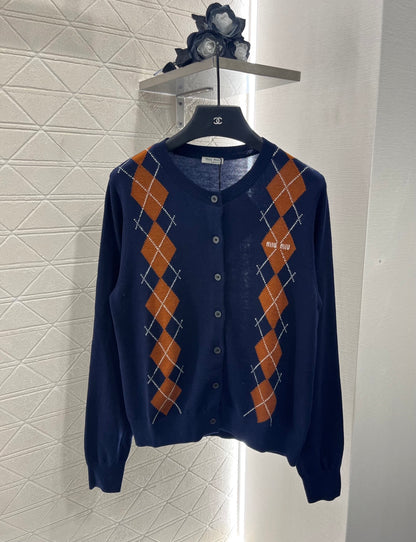 Mi*mi*♥2025 new product Diamond knitted cardigan