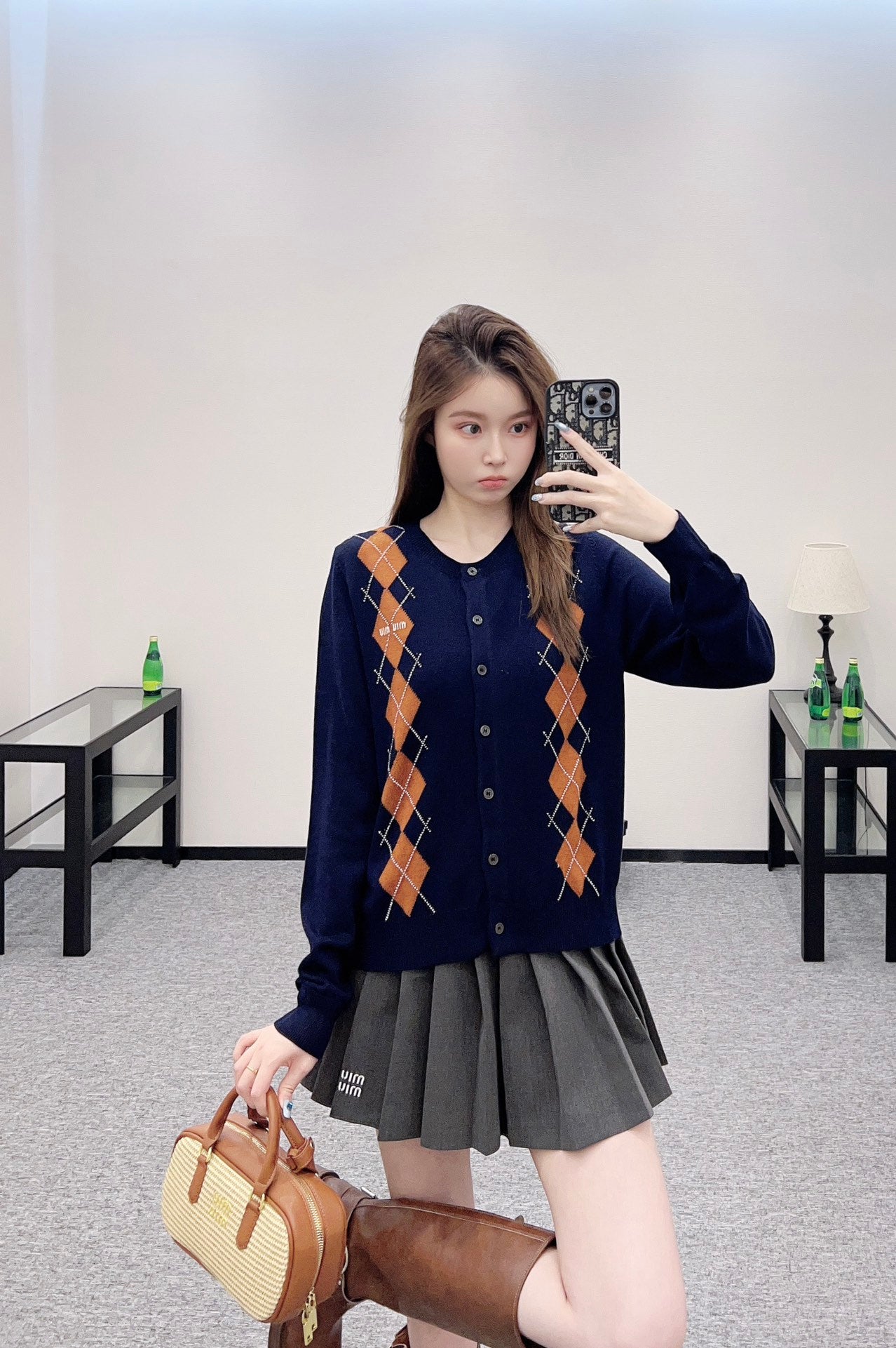 Mi*mi*♥2025 new product Diamond knitted cardigan