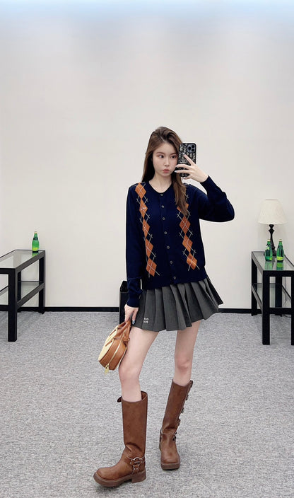 Mi*mi*♥2025 new product Diamond knitted cardigan
