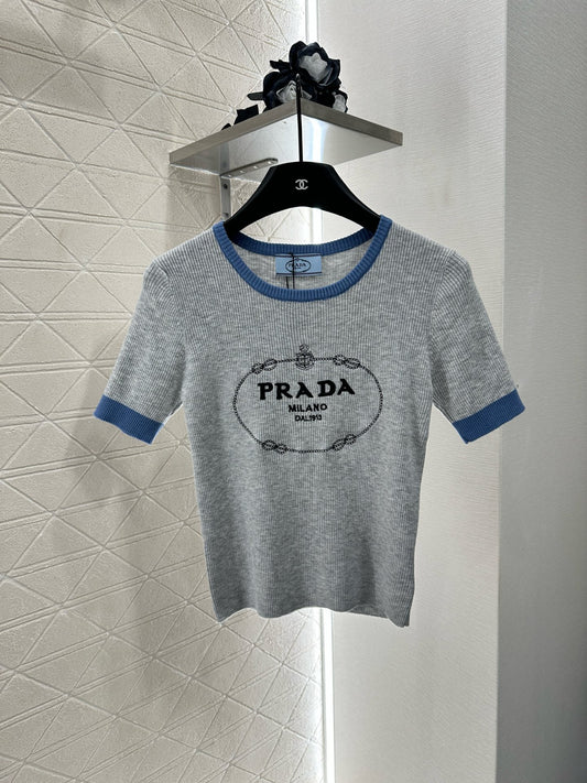 P*♥2025 new product Embroidered knitted short sleeves