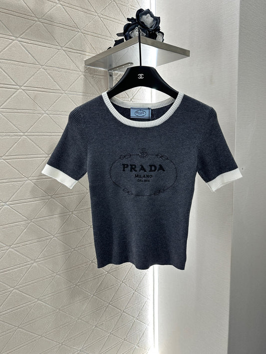 P*♥2025 new product Embroidered knitted short sleeves
