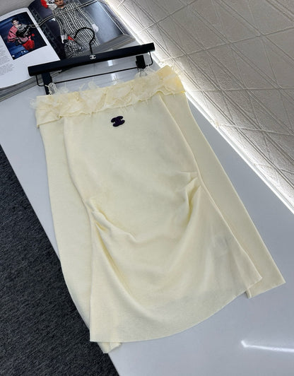C*♥2025 New Arrival Knitted Long-Sleeved Skirt Set