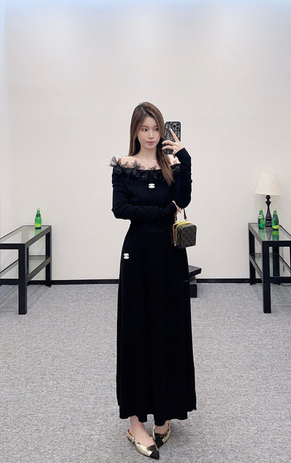 C*♥2025 New Arrival Knitted Long-Sleeved Skirt Set