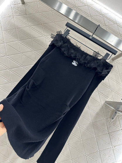C*♥2025 New Arrival Knitted Long-Sleeved Skirt Set
