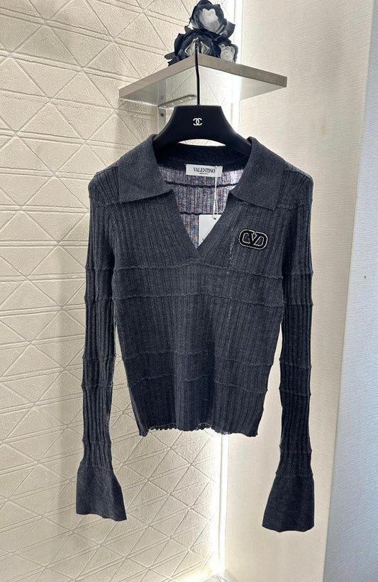 V*♥2025 New Arrival Lapel Knit Top