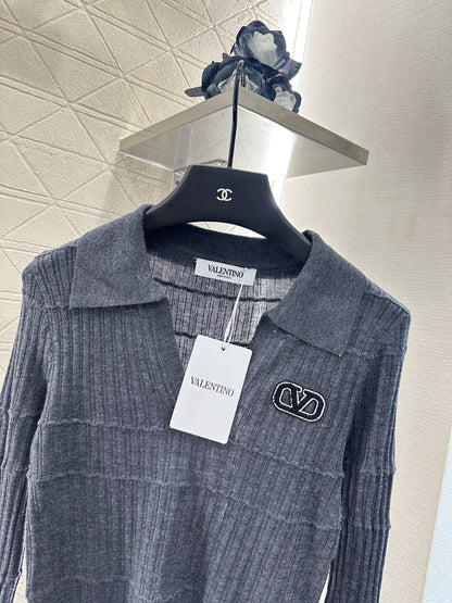 V*♥2025 New Arrival Lapel Knit Top