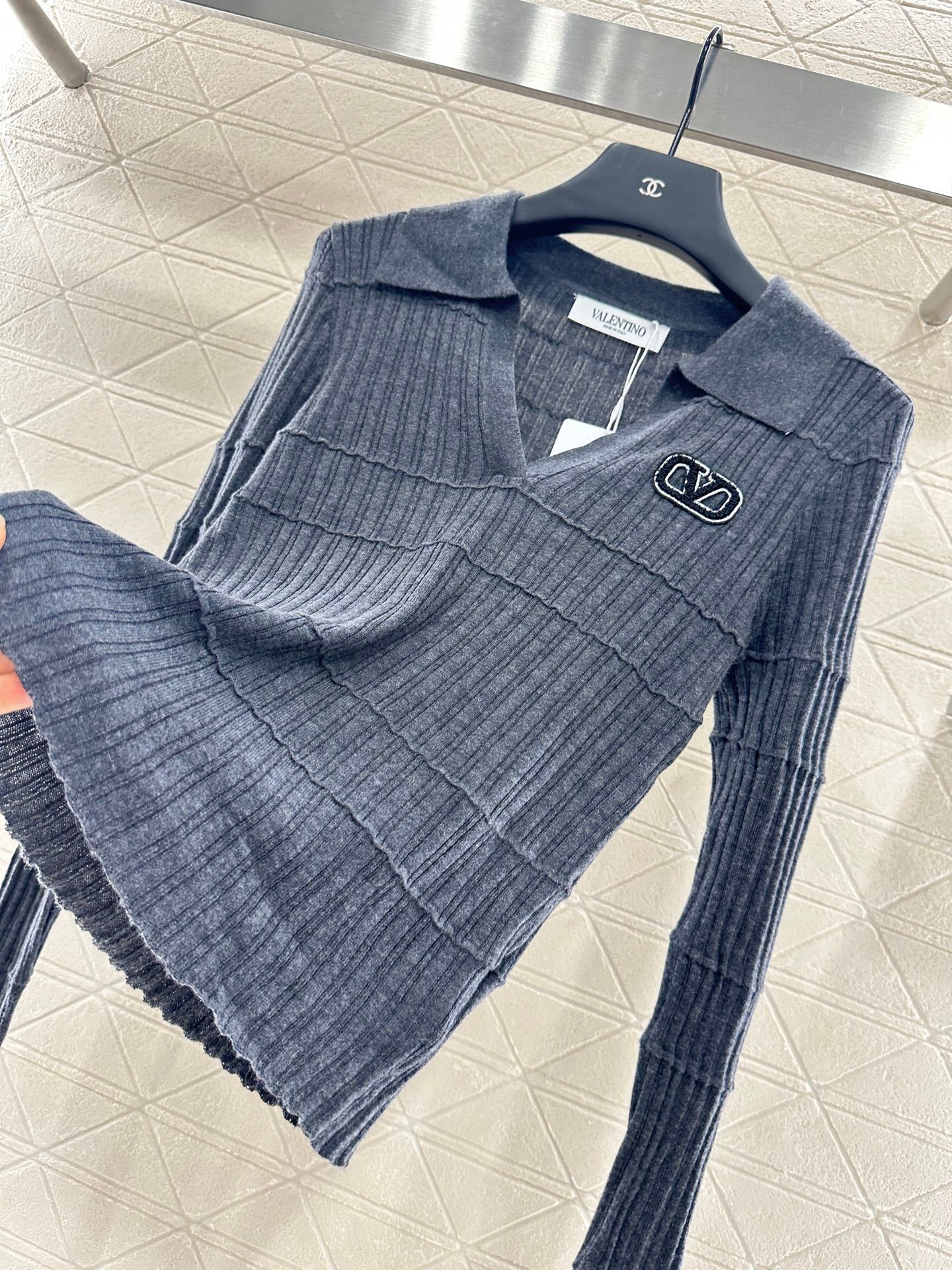 V*♥2025 New Arrival Lapel Knit Top