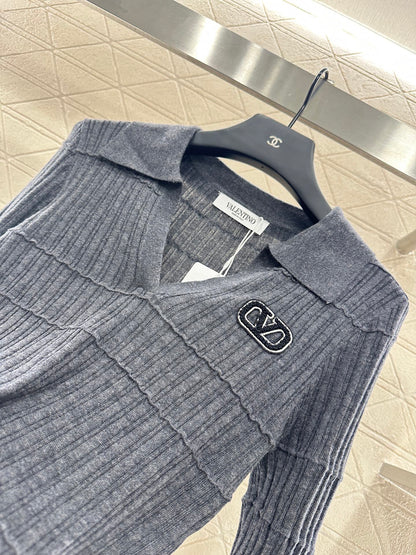 V*♥2025 New Arrival Lapel Knit Top
