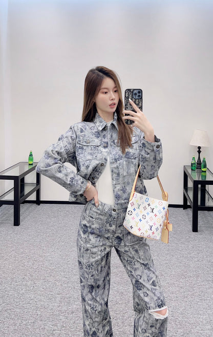 D*♥2025 New Arrivals Denim Jacket and Pants Set