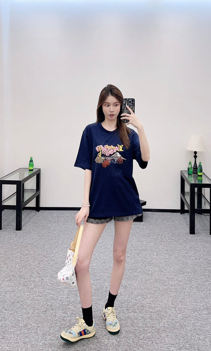 Louis*♥2025 New Arrivals Round-Neck Embroidered Short Sleeves