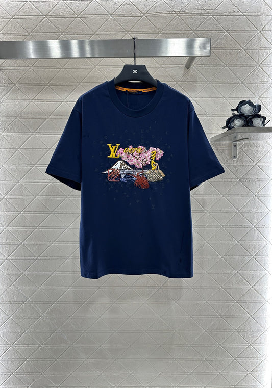 Louis*♥2025 New Arrivals Round-Neck Embroidered Short Sleeves