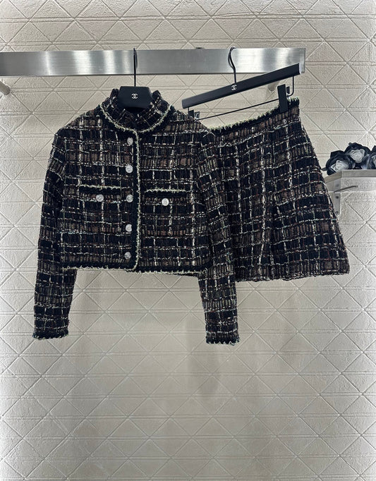 C*♥2025 New Arrival Woven Jacket and Skirt Set