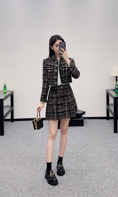 C*♥2025 New Arrival Woven Jacket and Skirt Set