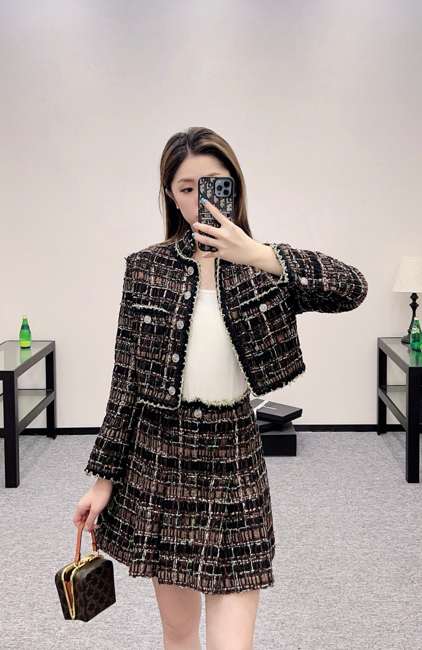 C*♥2025 New Arrival Woven Jacket and Skirt Set