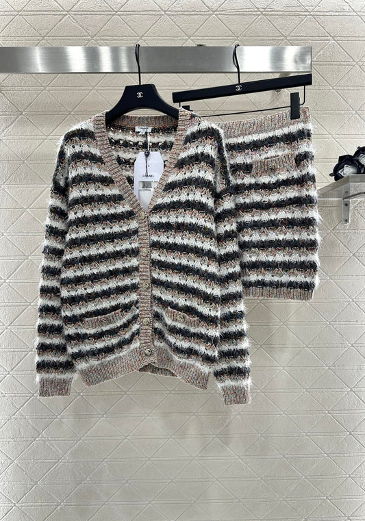 C*♥2025 New Arrival Knitted Cardigan and Skirt Set