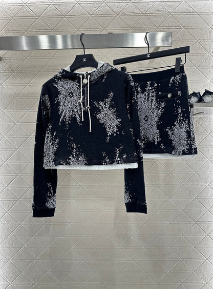C*♥2025 New Arrival Hooded Sweatshirt and Skirt Set