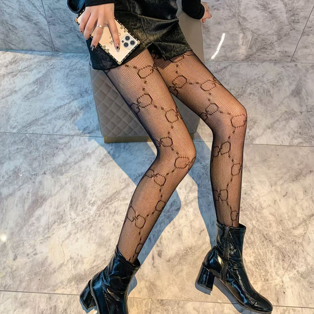 Guc popular big G letter fishnet stockings
