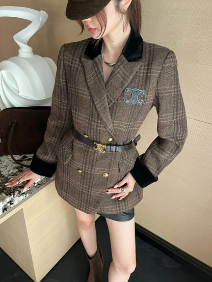 Ce1i NEW Plaid blazer