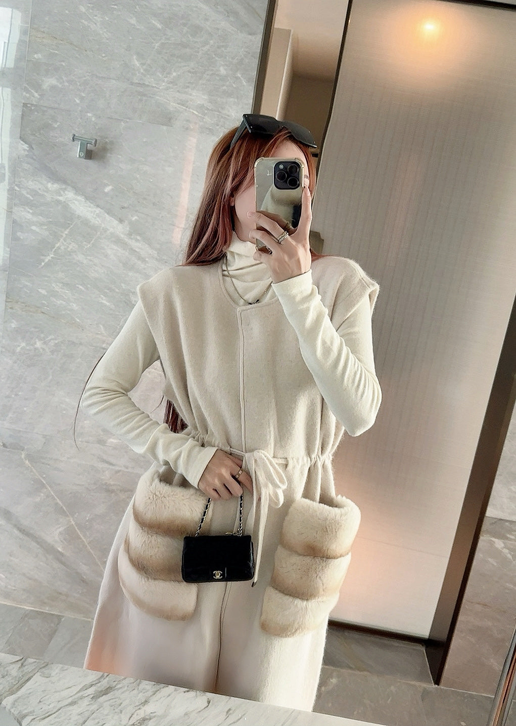 Fend NEW rabbit fur long coat