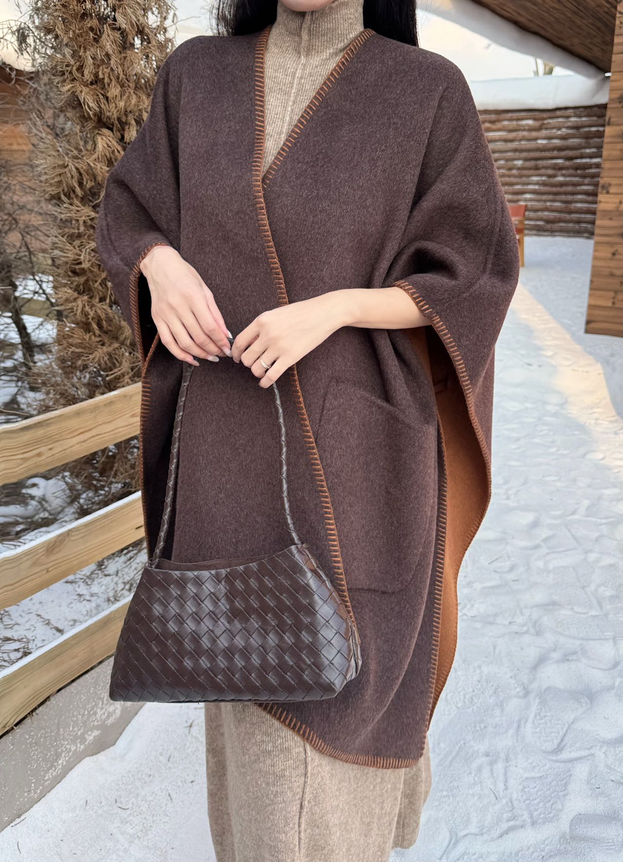 Max NEW wool cape coat