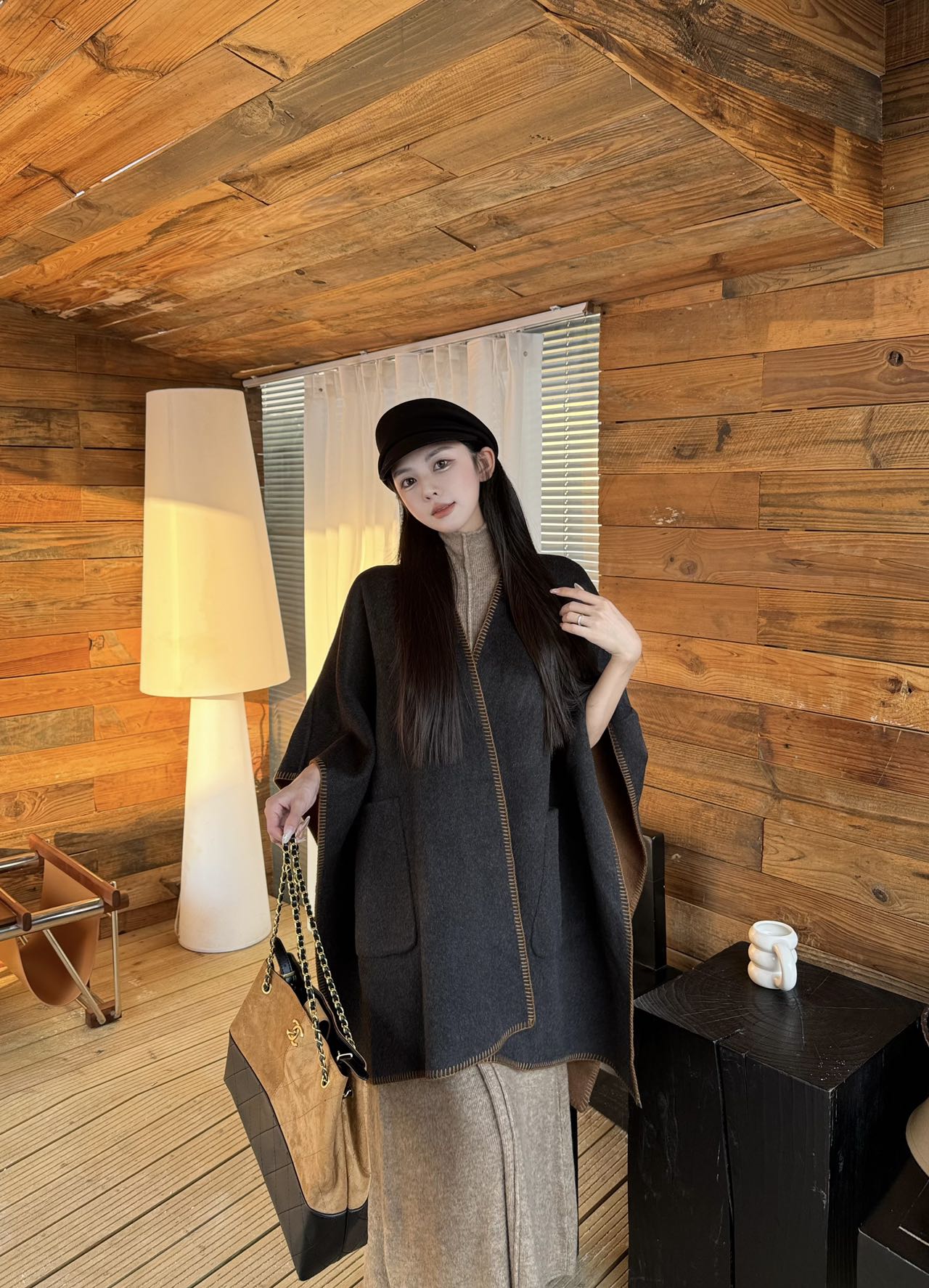 Max NEW wool cape coat