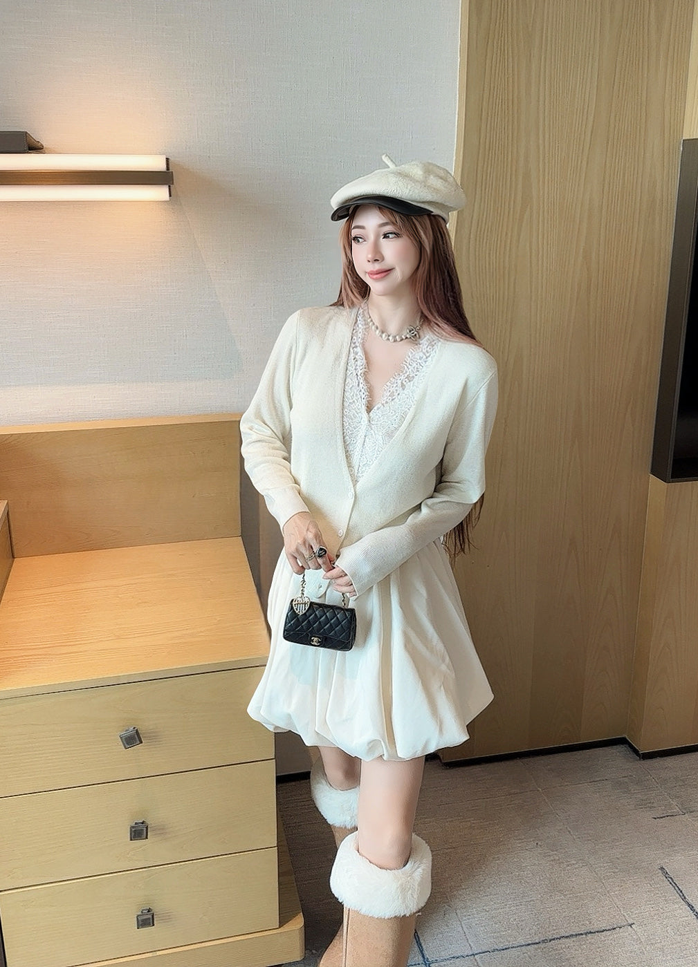 Es NEW Lace wool cardigan