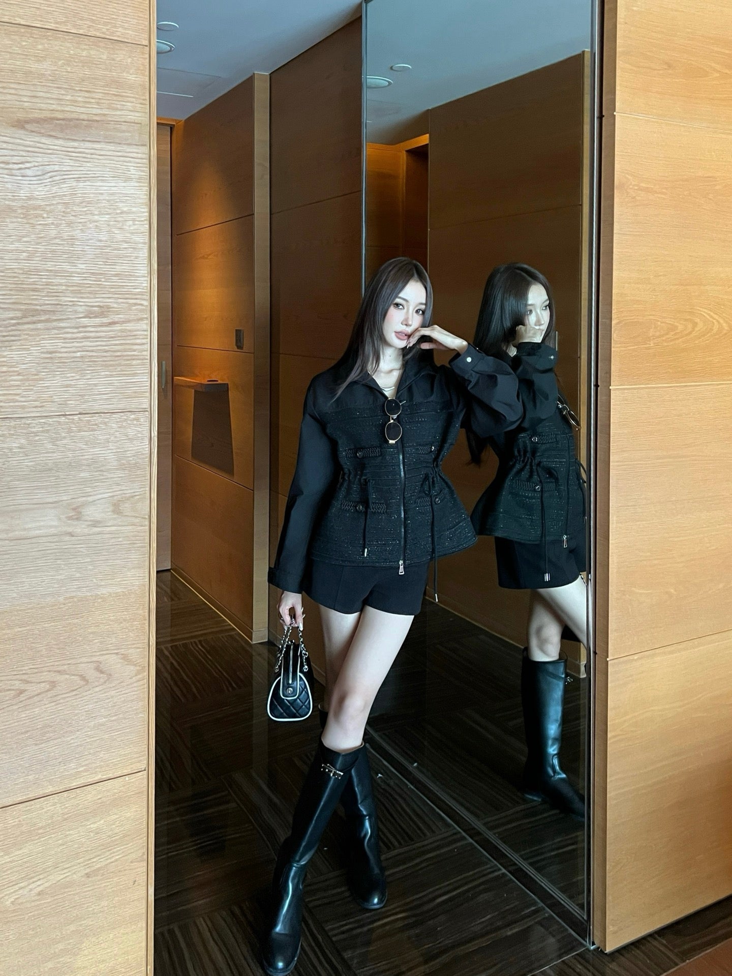 Monc NEW waisted hooded jacket