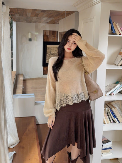 Es NEW Lace knitted sweater