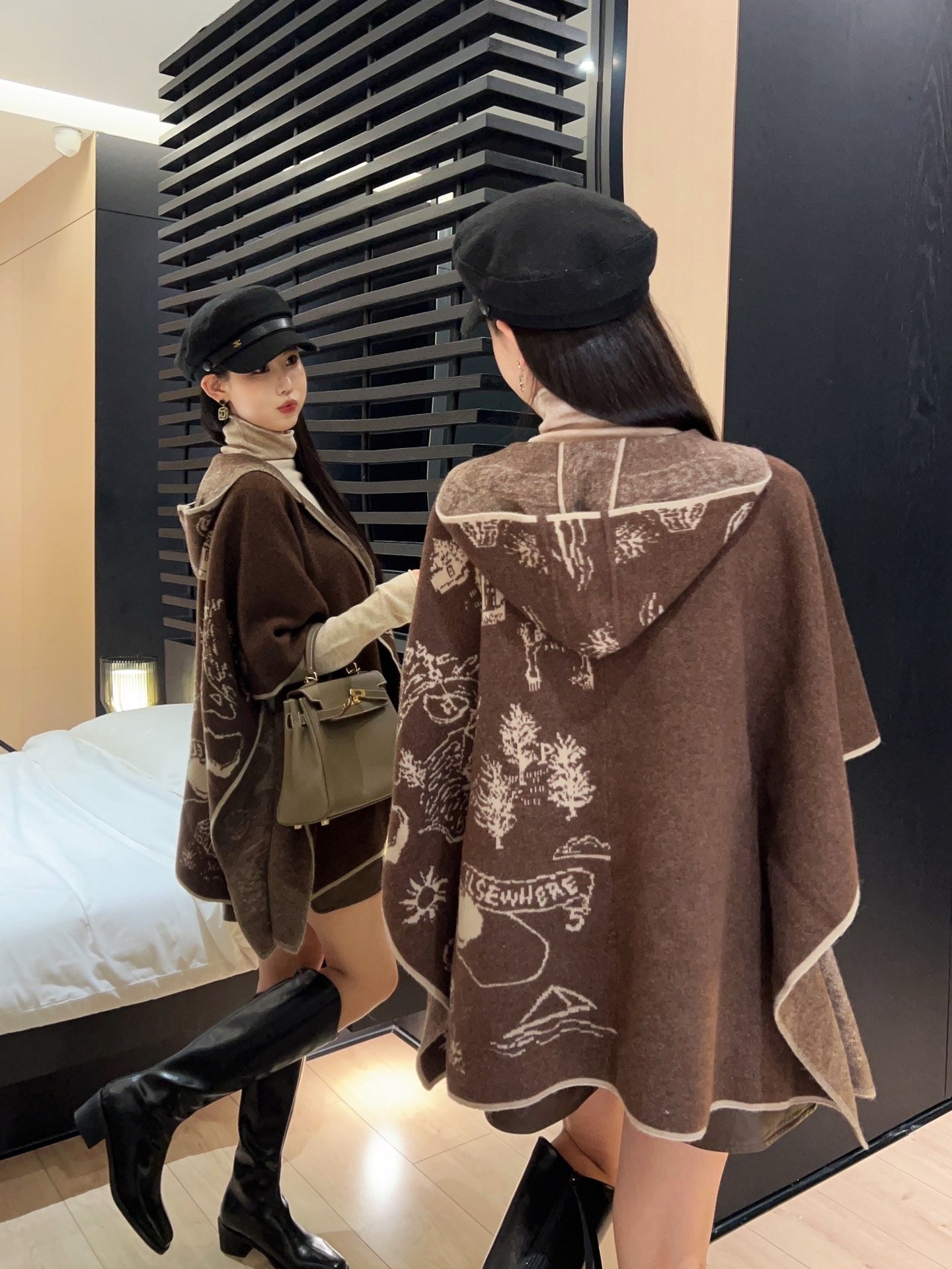 Bur NEW wool cape coat