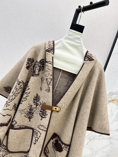 Bur NEW wool cape coat