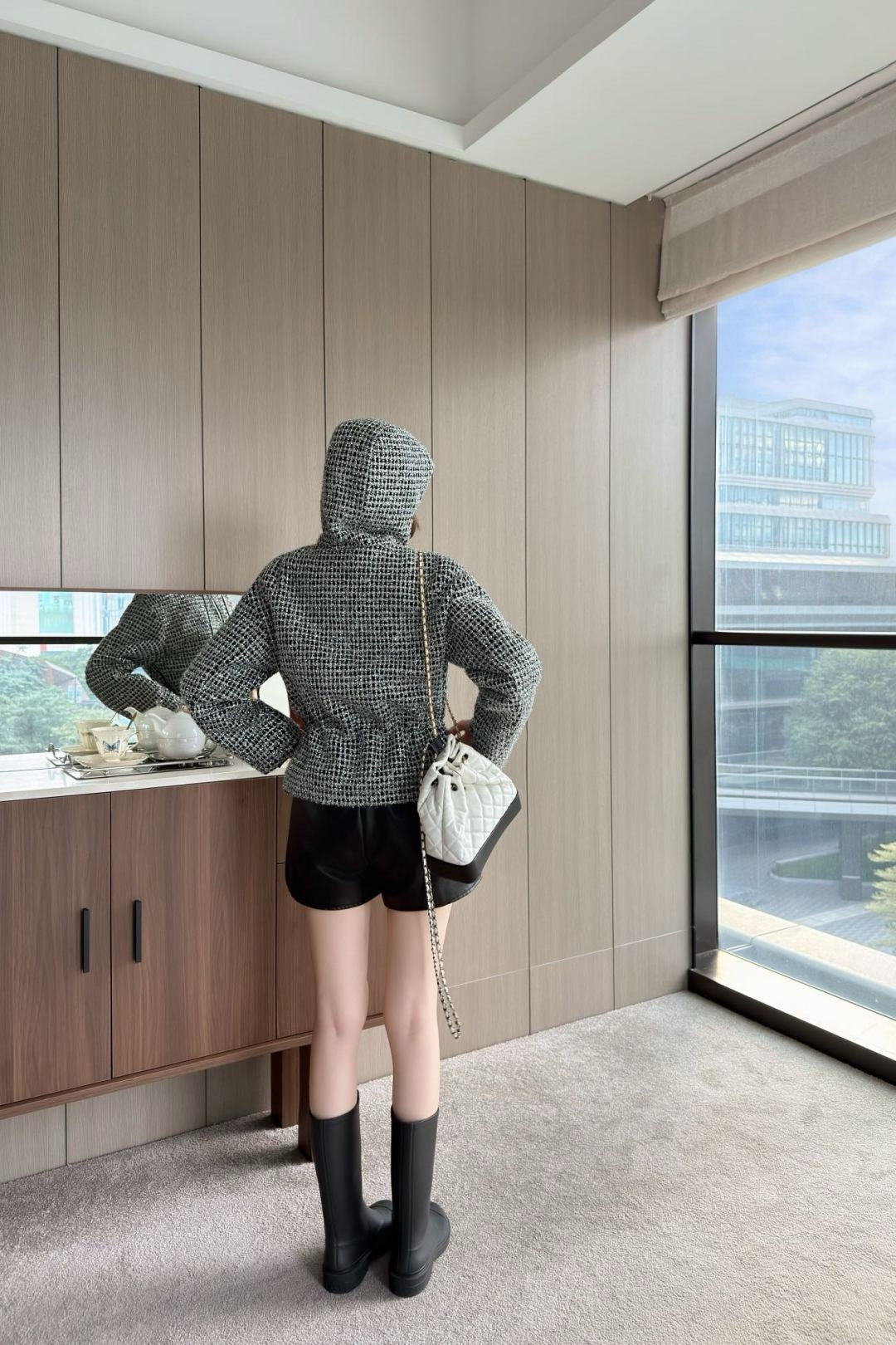 Chan NEW Hooded Tweed Coat