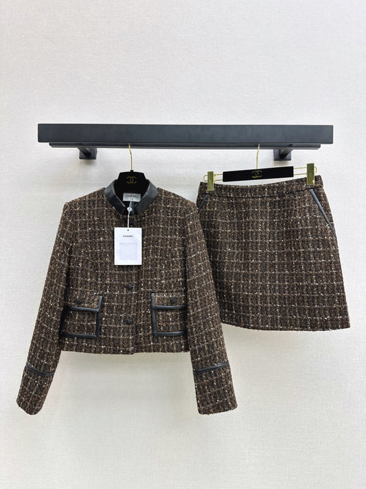 Chan NEW Woven jacket and skirt set