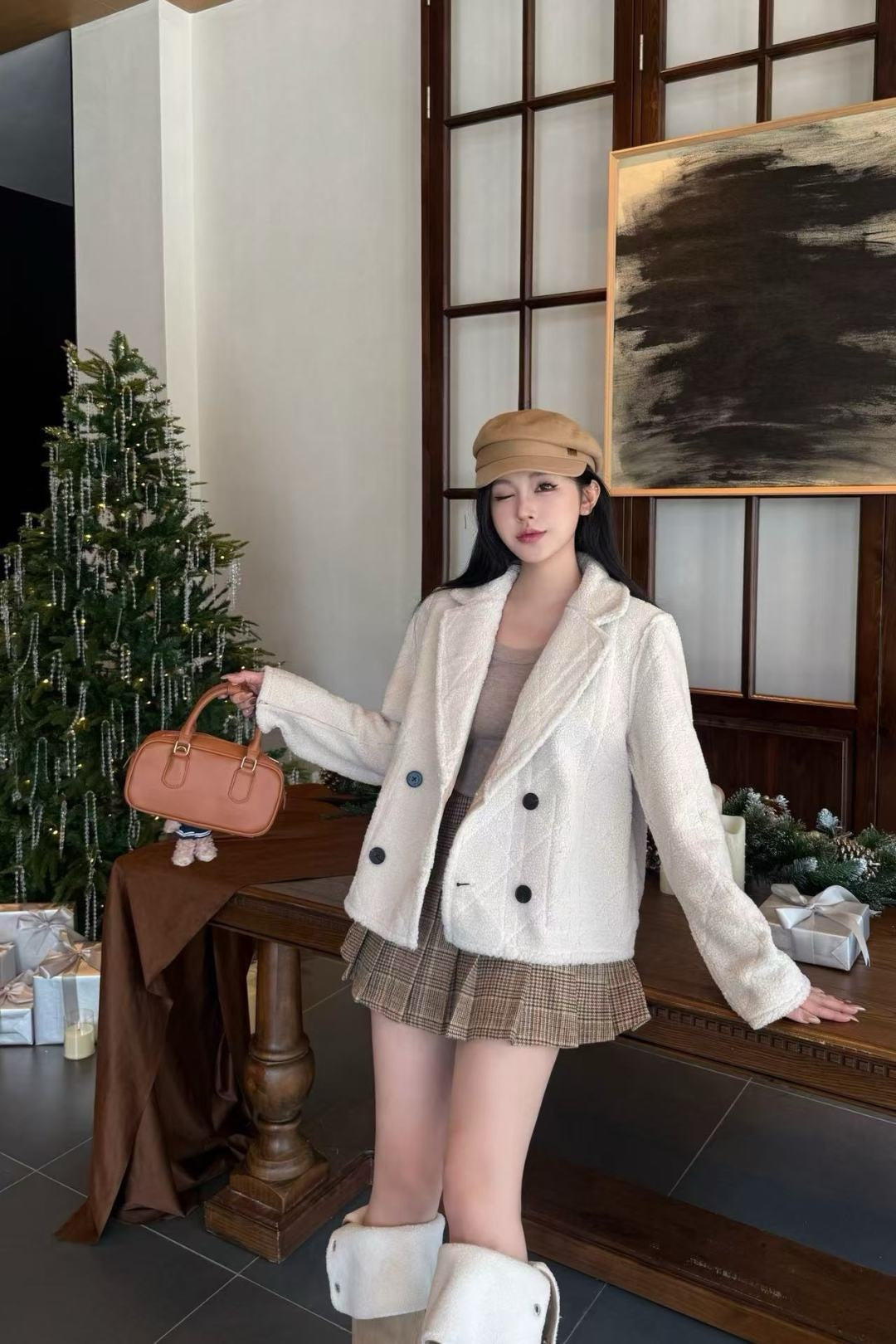 CD NEW  Reversible lamb wool jacket