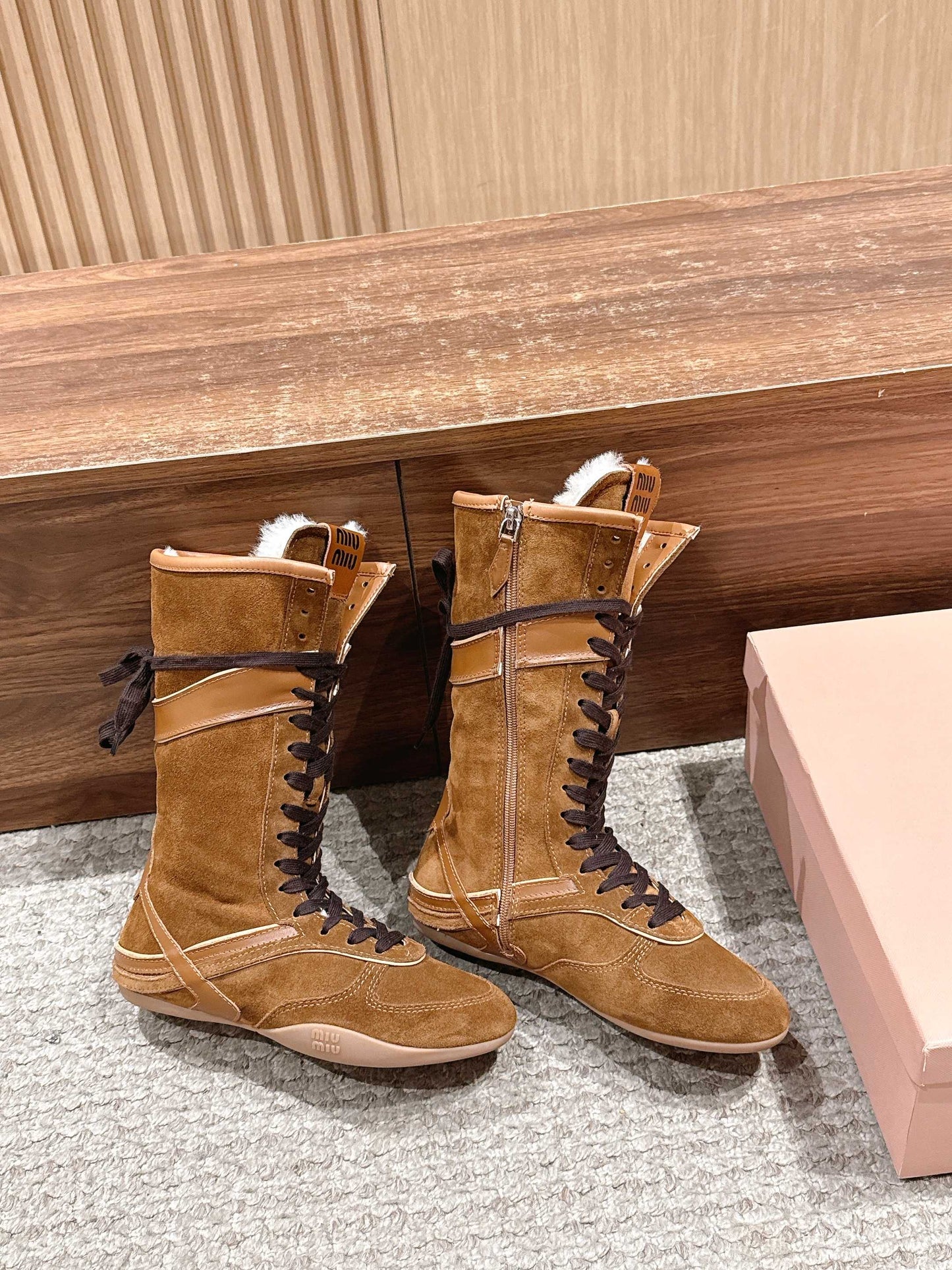 Miu NEW wool boxing boots