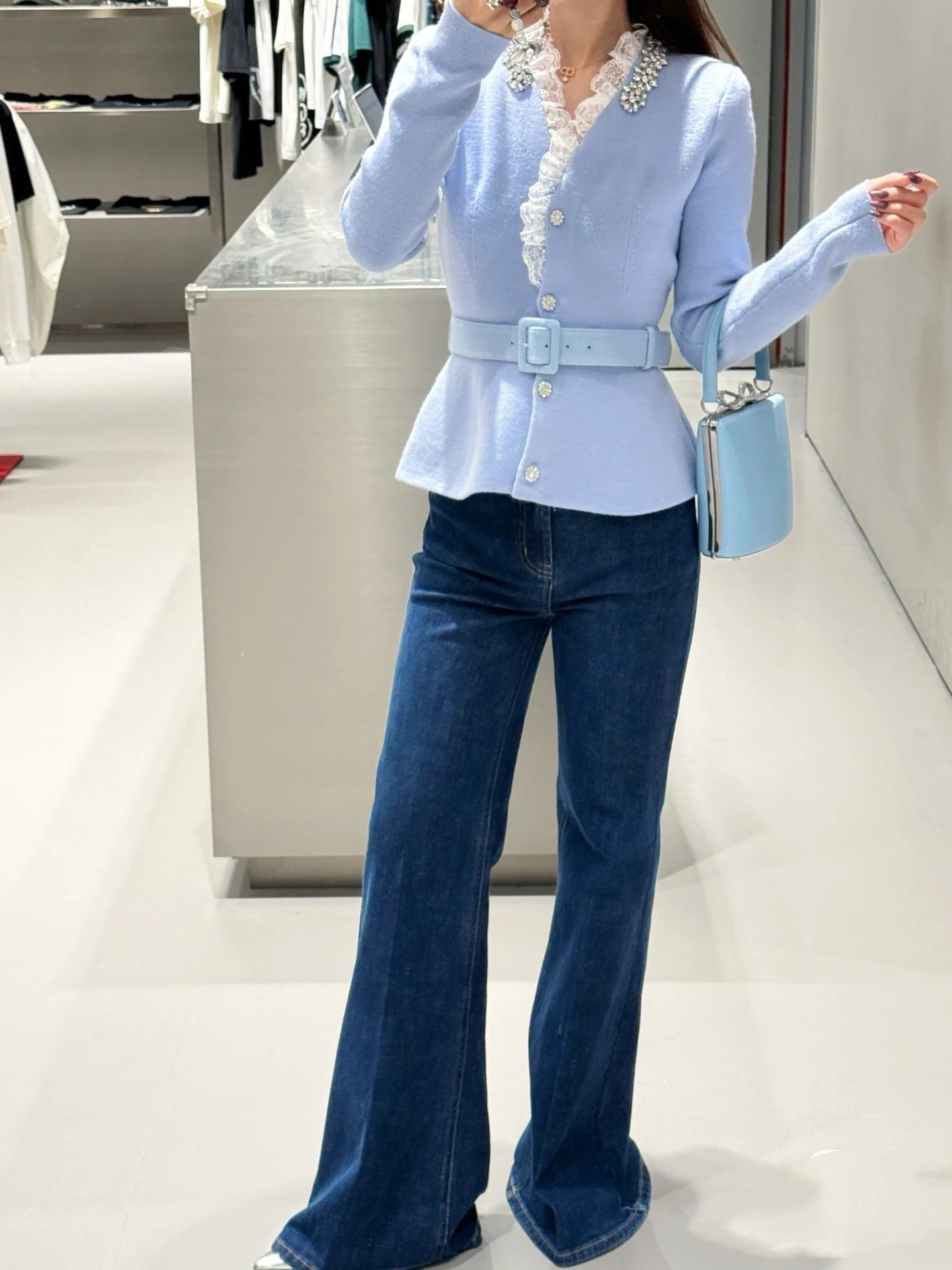 Sp NEW Lace-trimmed knit coat