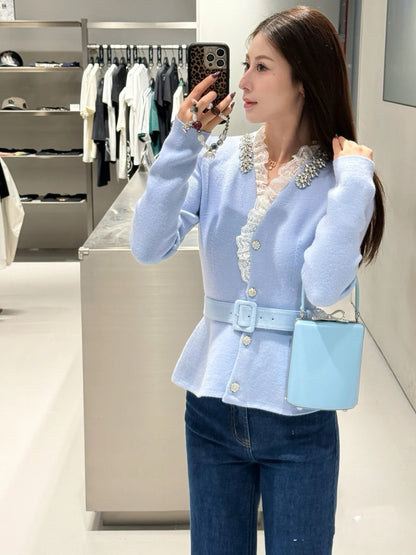 Sp NEW Lace-trimmed knit coat