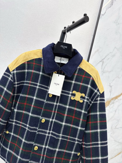 Ce1i NEW plaid cotton coat